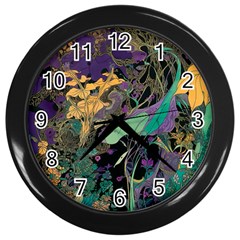 Ai Generated Flowers Trees Forest Mystical Forest Pattern Wall Clock (black) by Ravend