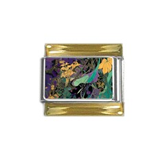 Ai Generated Flowers Trees Forest Mystical Forest Pattern Gold Trim Italian Charm (9mm) by Ravend