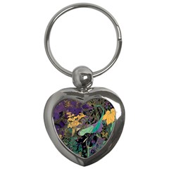 Ai Generated Flowers Trees Forest Mystical Forest Pattern Key Chain (heart) by Ravend