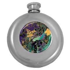 Ai Generated Flowers Trees Forest Mystical Forest Pattern Round Hip Flask (5 Oz) by Ravend