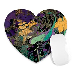 Ai Generated Flowers Trees Forest Mystical Forest Pattern Heart Mousepad by Ravend