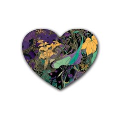 Ai Generated Flowers Trees Forest Mystical Forest Pattern Rubber Coaster (heart) by Ravend