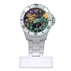 Ai Generated Flowers Trees Forest Mystical Forest Pattern Plastic Nurses Watch by Ravend