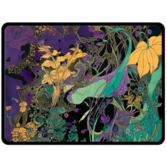 Ai Generated Flowers Trees Forest Mystical Forest Pattern Two Sides Fleece Blanket (large) by Ravend