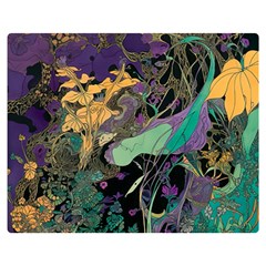 Ai Generated Flowers Trees Forest Mystical Forest Pattern Two Sides Premium Plush Fleece Blanket (medium) by Ravend