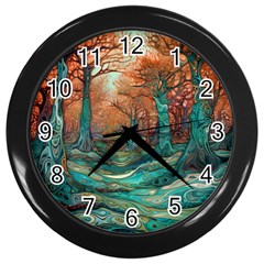 Ai Generated Tree Forest Mystical Forest Nature Wall Clock (black) by Ravend