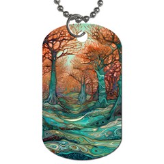 Ai Generated Tree Forest Mystical Forest Nature Dog Tag (two Sides) by Ravend