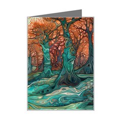 Ai Generated Tree Forest Mystical Forest Nature Mini Greeting Card by Ravend