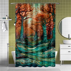 Ai Generated Tree Forest Mystical Forest Nature Shower Curtain 48  X 72  (small)  by Ravend