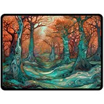 Ai Generated Tree Forest Mystical Forest Nature Two Sides Fleece Blanket (Large) 80 x60  Blanket Back