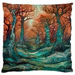 Ai Generated Tree Forest Mystical Forest Nature Large Premium Plush Fleece Cushion Case (Two Sides) Front