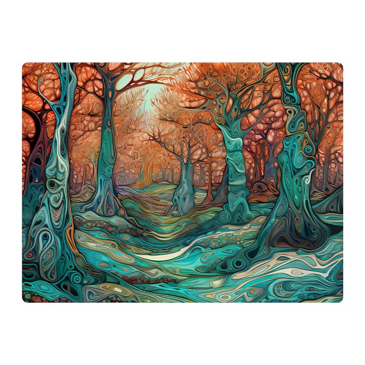 Ai Generated Tree Forest Mystical Forest Nature Two Sides Premium Plush Fleece Blanket (Mini)