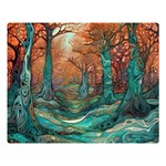 Ai Generated Tree Forest Mystical Forest Nature Two Sides Premium Plush Fleece Blanket (Large) 80 x60  Blanket Front