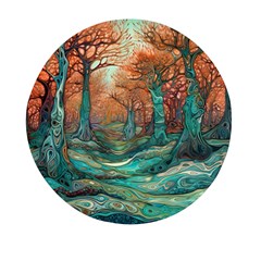 Ai Generated Tree Forest Mystical Forest Nature Mini Round Pill Box by Ravend