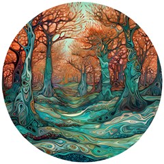 Ai Generated Tree Forest Mystical Forest Nature Wooden Puzzle Round by Ravend