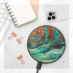 Ai Generated Tree Forest Mystical Forest Nature Wireless Fast Charger(black) by Ravend