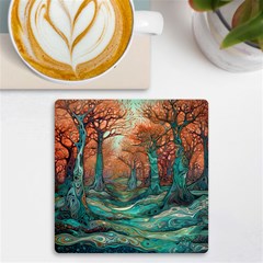 Ai Generated Tree Forest Mystical Forest Nature Uv Print Square Tile Coaster  by Ravend