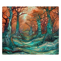 Ai Generated Tree Forest Mystical Forest Nature Premium Plush Fleece Blanket (small) by Ravend