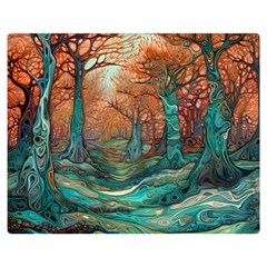 Ai Generated Tree Forest Mystical Forest Nature Premium Plush Fleece Blanket (medium) by Ravend