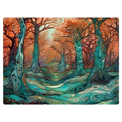 Ai Generated Tree Forest Mystical Forest Nature Two Sides Premium Plush Fleece Blanket (extra Small)