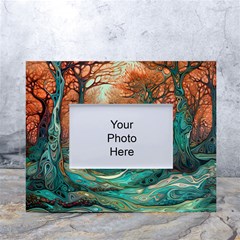 Ai Generated Tree Forest Mystical Forest Nature White Tabletop Photo Frame 4 x6  by Ravend