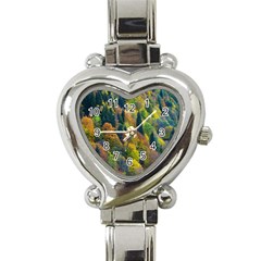 Forest Trees Leaves Fall Autumn Nature Sunshine Heart Italian Charm Watch by Ravend