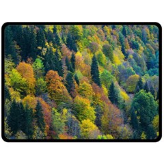 Forest Trees Leaves Fall Autumn Nature Sunshine Fleece Blanket (large) by Ravend