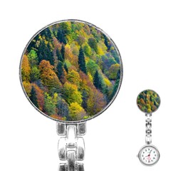 Forest Trees Leaves Fall Autumn Nature Sunshine Stainless Steel Nurses Watch by Ravend