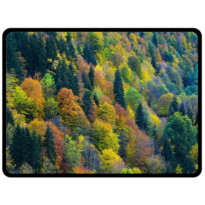 Forest Trees Leaves Fall Autumn Nature Sunshine Two Sides Fleece Blanket (Large)