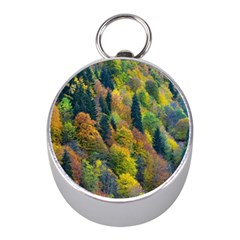 Forest Trees Leaves Fall Autumn Nature Sunshine Mini Silver Compasses by Ravend