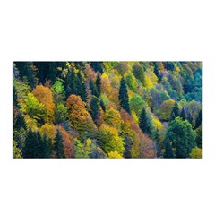 Forest Trees Leaves Fall Autumn Nature Sunshine Satin Wrap 35  X 70  by Ravend