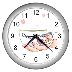 Happy Monday Wall Clock (silver) by SychEva