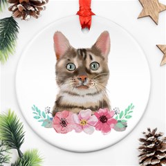 Watercolor Cat Ornament (round) by SychEva