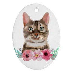 Watercolor Cat Ornament (oval) by SychEva