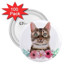 Watercolor Cat 2 25  Buttons (100 Pack)  by SychEva