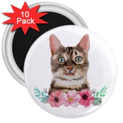 Watercolor Cat 3  Magnets (10 Pack)  by SychEva