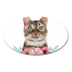 Watercolor Cat Oval Magnet by SychEva