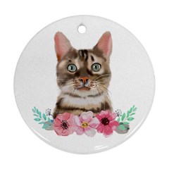 Watercolor Cat Round Ornament (two Sides) by SychEva