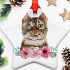 Watercolor Cat Star Ornament (two Sides) by SychEva