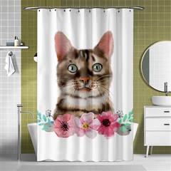 Watercolor Cat Shower Curtain 48  X 72  (small)  by SychEva