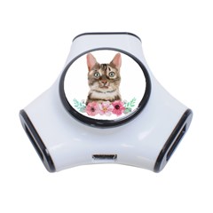 Watercolor Cat 3-port Usb Hub by SychEva