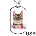 Watercolor Cat Dog Tag USB Flash (Two Sides) Front