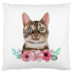 Watercolor Cat Standard Premium Plush Fleece Cushion Case (one Side) by SychEva