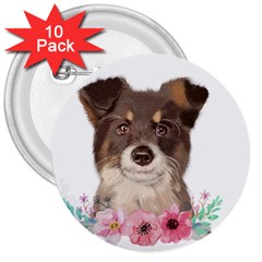 Watercolor Dog 3  Buttons (10 Pack)  by SychEva