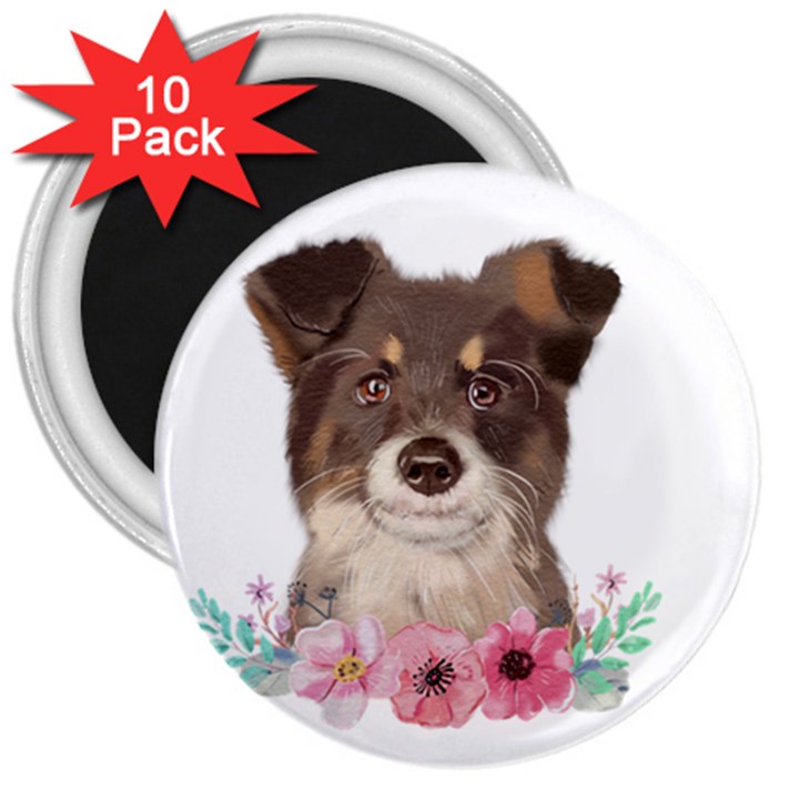 Watercolor Dog 3  Magnets (10 pack) 