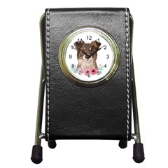 Watercolor Dog Pen Holder Desk Clock by SychEva