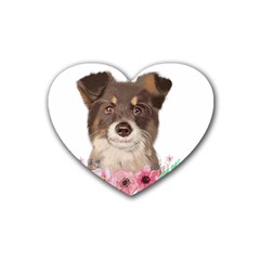 Watercolor Dog Rubber Heart Coaster (4 Pack)