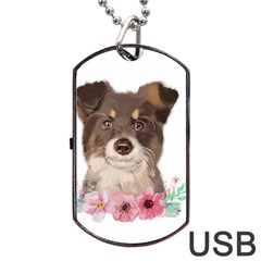 Watercolor Dog Dog Tag Usb Flash (one Side) by SychEva