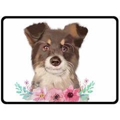 Watercolor Dog Two Sides Fleece Blanket (large) by SychEva