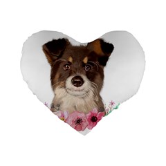 Watercolor Dog Standard 16  Premium Flano Heart Shape Cushions by SychEva